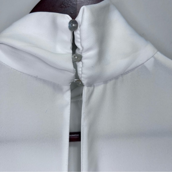 Zara White Peplum Blouse Batwing Sleeve Necktie Bow Size Small - Picture 8 of 15